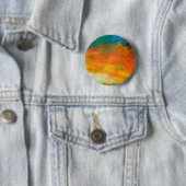オレンジ数々の色と緑の抽象芸術アクリル絵を描 缶バッジ (インサイチュ)