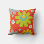 オレンジ数々の色のボホカラーデイジー クッション (裏面)