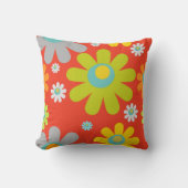 オレンジ数々の色のボホカラーデイジー クッション (正面)