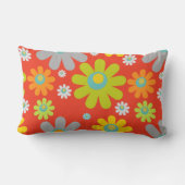 オレンジ数々の色のボホカラーデイジー ランバークッション (裏面)