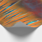 オレンジ数々の色の抽象芸術線 ラッピングペーパー (角)