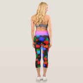 オレンジ数々の色の青い抽象芸術模様 カプリレギンス (裏面)