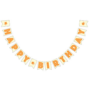 オレンジ文字およびクリームは☆の幸せな☆の誕生日の☆を着色します バンティングフラッグ