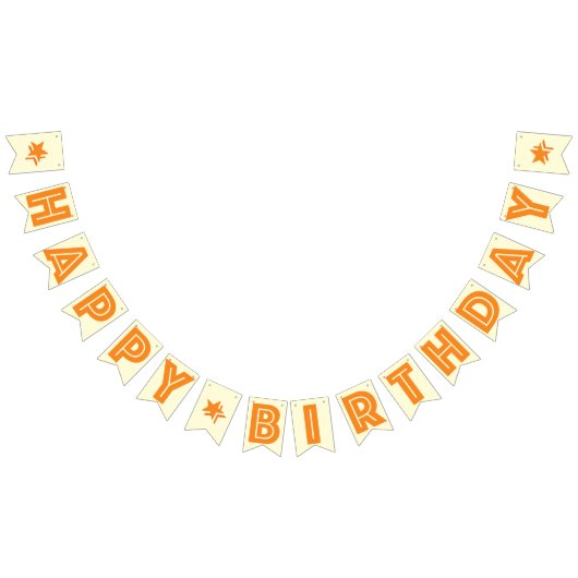 オレンジ文字およびクリームは☆の幸せな☆の誕生日の☆を着色します バンティングフラッグ (全)