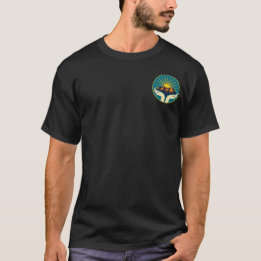 オレンジ文字のメンズダーク Tシャツ