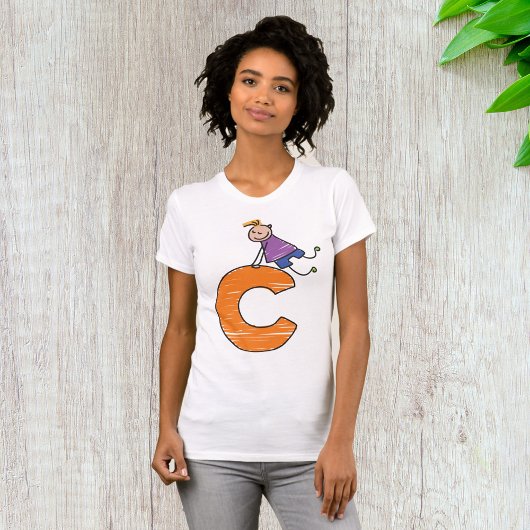オレンジ文字C Tシャツ