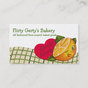 オレンジ料理のベーキングカードをまばたきさせるかわいいヴィンテージ 名刺