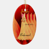 オレンジ新婦付添人は結婚式感謝していしています セラミックオーナメント (右)