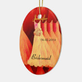 オレンジ新婦付添人は結婚式感謝していしています セラミックオーナメント (左)