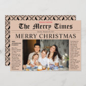 オレンジ新聞メリークリスマスおもしろいフォトカード 招待状 (正面/裏面)