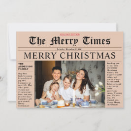 オレンジ新聞メリークリスマスおもしろいフォトカード 招待状