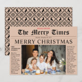 オレンジ新聞 メリークリスマス 楽しい写真カード 招待状 (正面/裏面)