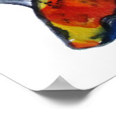 オレンジ日本のコイの水彩画 ポスター (角)