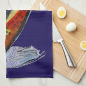 オレンジ日本のコイ水彩鯉アート キッチンタオル (四つ折り)