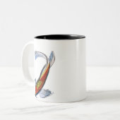 オレンジ日本のコイ水彩鯉アート ツートーンマグカップ (正面左)