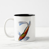 オレンジ日本のコイ水彩鯉アート ツートーンマグカップ (左)