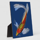 オレンジ日本のコイ水彩鯉アート フォトプラーク (側面)