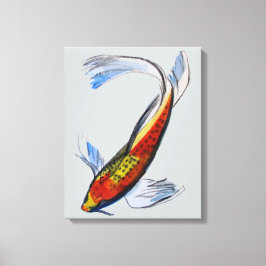 オレンジ日本のコイ鯉の水彩画 キャンバスプリント