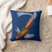 オレンジ日本のコイ鯉の水彩画 クッション (ブランケット)