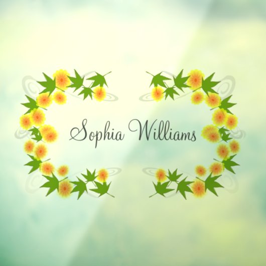 オレンジ日本の色の花は白 ウィンドウサイン (シート3)