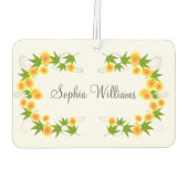 オレンジ日本の色の花は白 カーエアーフレッシュナー (裏面)