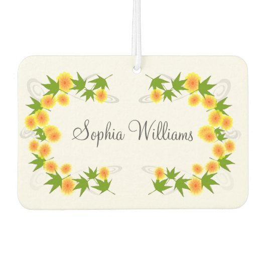 オレンジ日本の色の花は白 カーエアーフレッシュナー (正面)