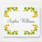 オレンジ日本の色の花は白 マウスパッド (正面)