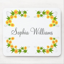 オレンジ日本の色の花は白 マウスパッド