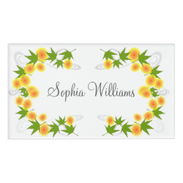 オレンジ日本の色の花は白 名札