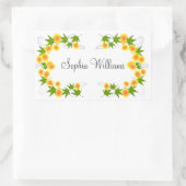 オレンジ日本の色の花は白 長方形シール (バッグ)