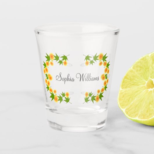 オレンジ日本の色の花 ショットグラス (正面)