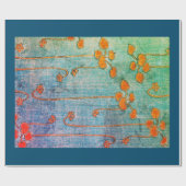 オレンジ日本人WOODBLOCKのプリントの包装紙 ラッピングペーパー (フラット)