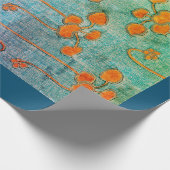 オレンジ日本人WOODBLOCKのプリントの包装紙 ラッピングペーパー (角)