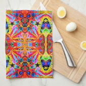 オレンジ星の島 キッチンタオル (四つ折り)