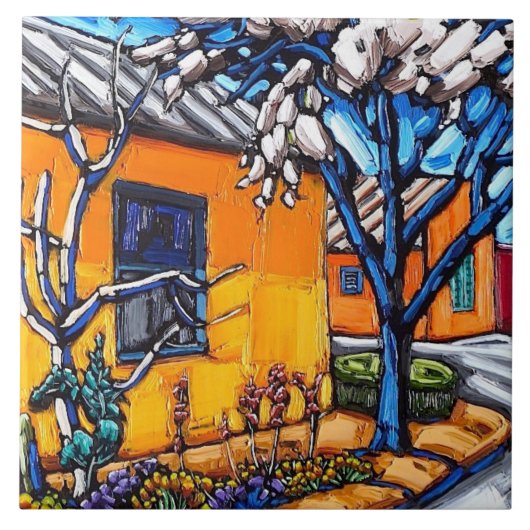 "オレンジ春の庭"の装飾的なタイル タイル (正面)