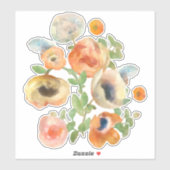 オレンジ春の花ブーケ シール (シート)