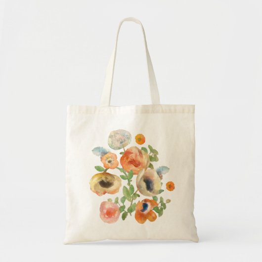 オレンジ春の花ブーケ トートバッグ (正面)