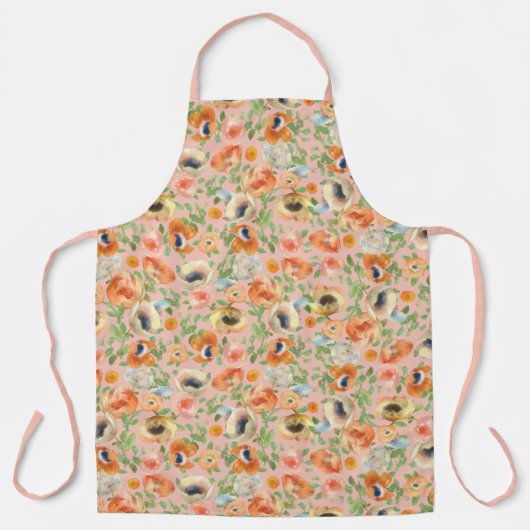 オレンジ春の花 エプロン (正面)