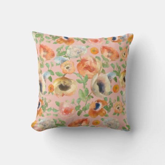 オレンジ春の花 クッション (正面)