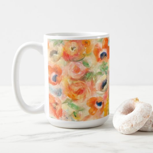 オレンジ春の花 コーヒーマグカップ (ドーナツ)