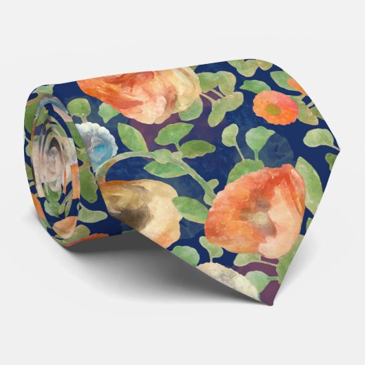 オレンジ春の花 ネクタイ (ロール)