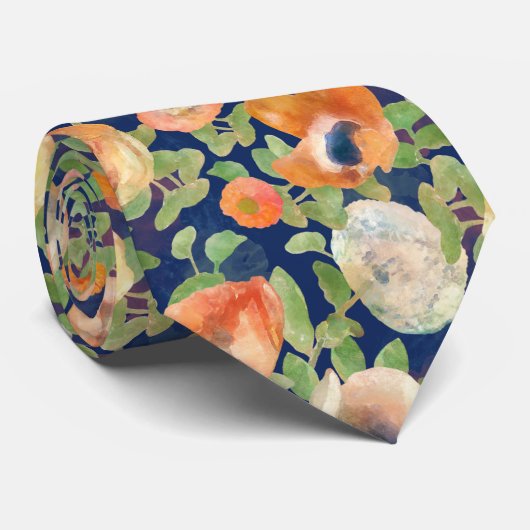 オレンジ春の花 ネクタイ (ロール)