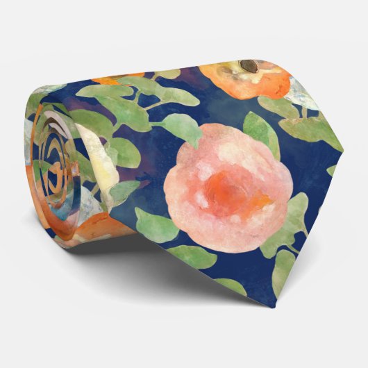 オレンジ春の花 ネクタイ (ロール)