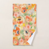 オレンジ春の花 バスタオルセット (ハンドタオル)