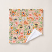 オレンジ春の花 バスタオルセット (ウォッシュタオル)