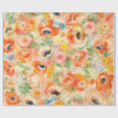 オレンジ春の花 ラッピングペーパー (フラット)