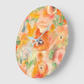 オレンジ春の花 ラージ壁時計 (傾斜)