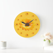 オレンジ春フラッシュアフリカデイジー写真 ラージ壁時計 (ホーム)