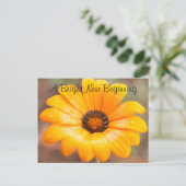 オレンジ春フラッシュデイジークローズアップフォトカスタム ポストカード (スタンド正面)