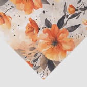 オレンジ春花模様1デコページ紙 薄葉紙 (詳細)